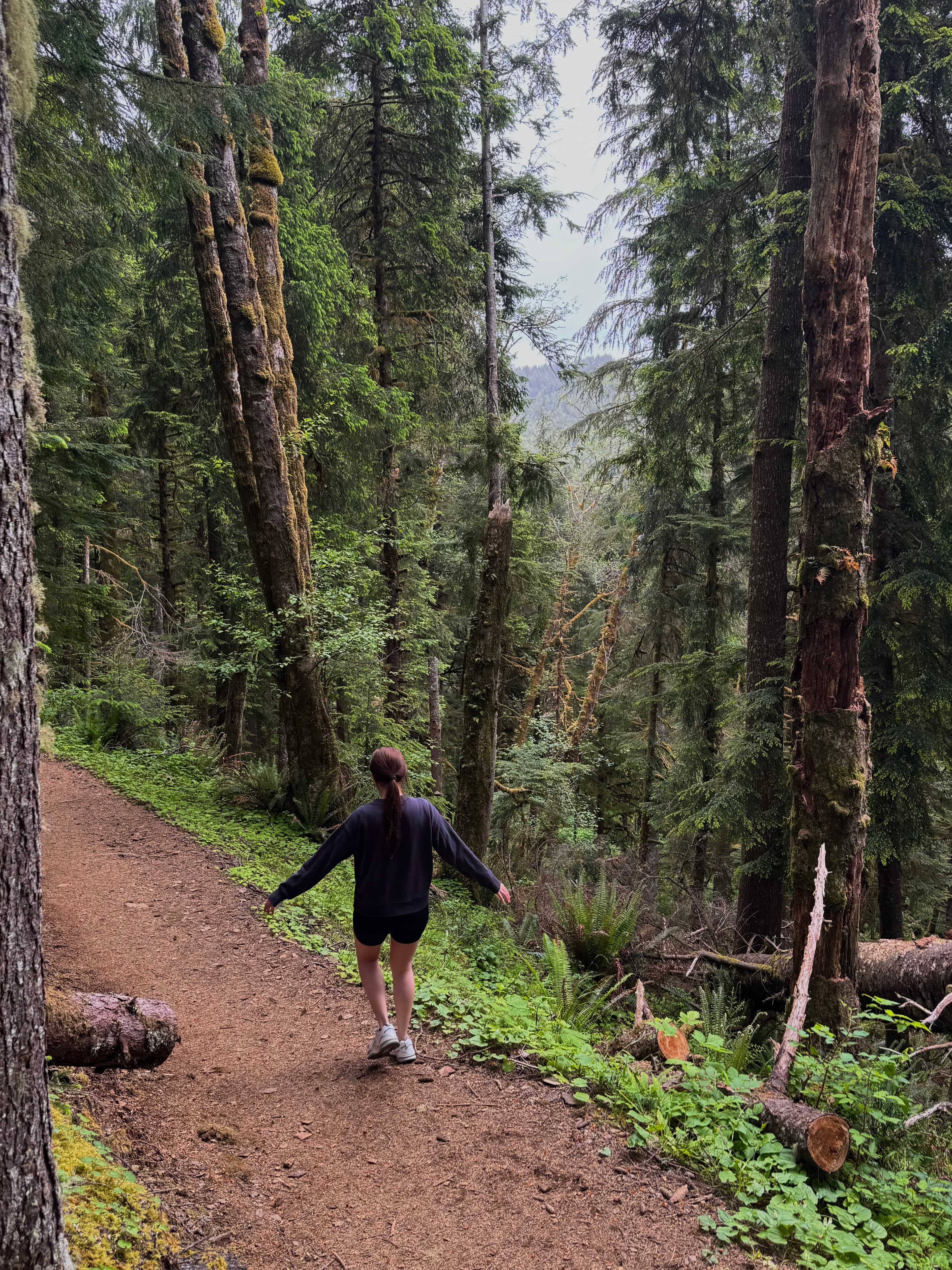 Hiking forest trails and kayaking along the Oregon coast.